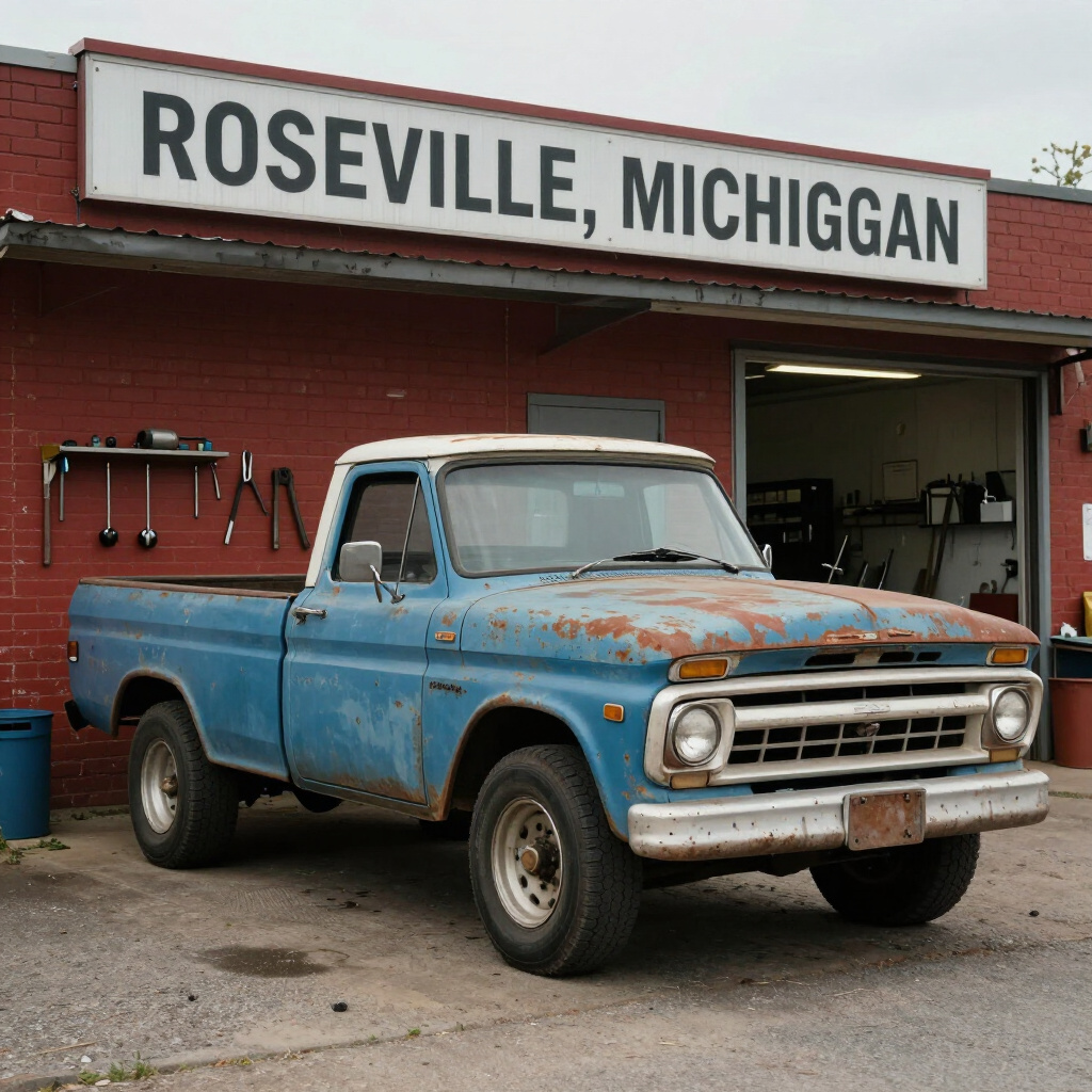 Roseville Michigan sign and truck